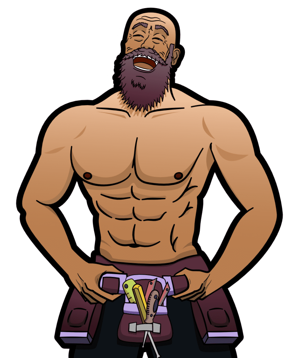 dessin d'un homme barbu musclé